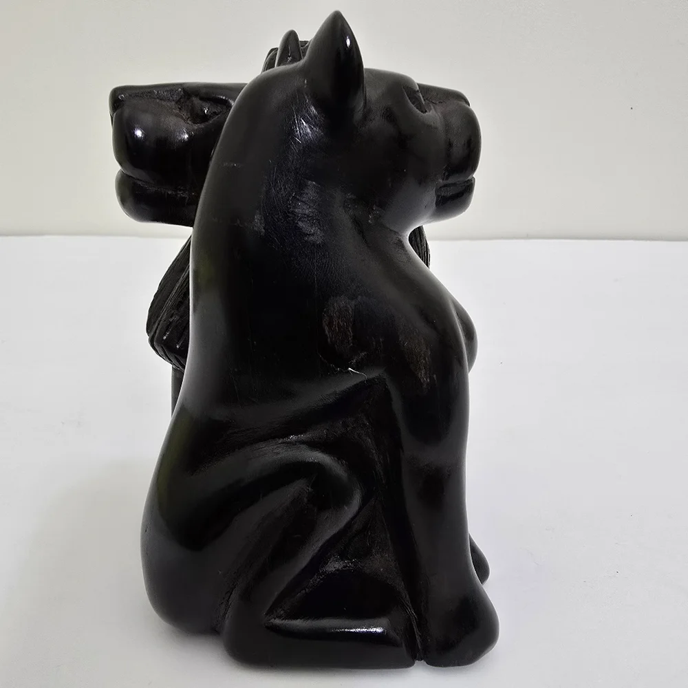 vintage hand carved Ebony Wood African Lion Lioness 5.5